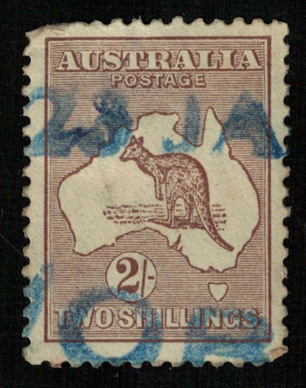 1913, Kangaroo and Map, 2Sh, Perf. 11 1/2x 12, Australia (T-9733)