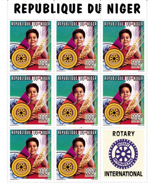 Republic of Niger 1996 Rotary International Sheet of 8+ Label  VF/NH