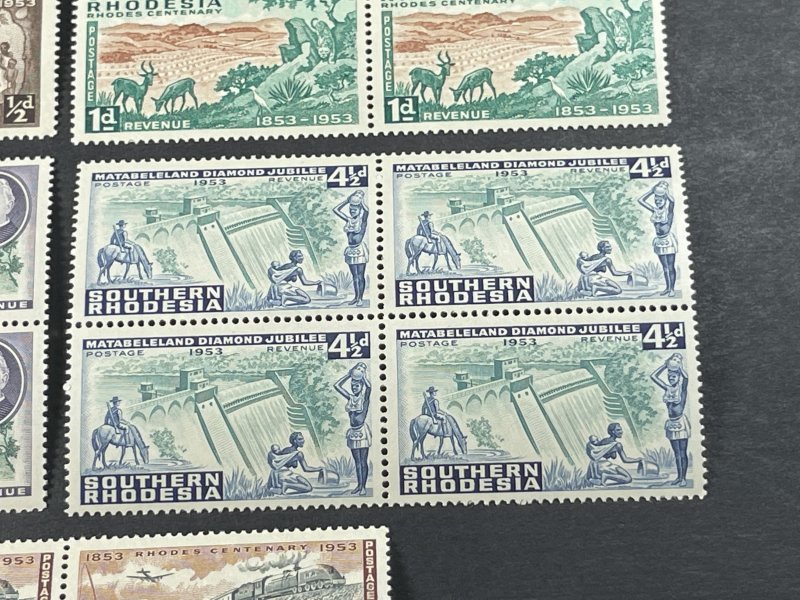 SOUTHERN RHODESIA # 74-78-MINT/NEVER HINGED--COMPLETE SET OF BLOCKS OF 4--1953