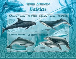 St Thomas - Whales - 4 Stamp Sheet - ST13202a