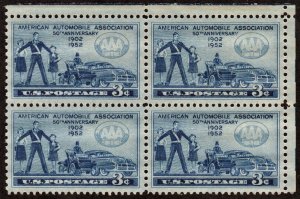 SC#1007 3¢ American Automobile Association Block of Four (1952) MNH