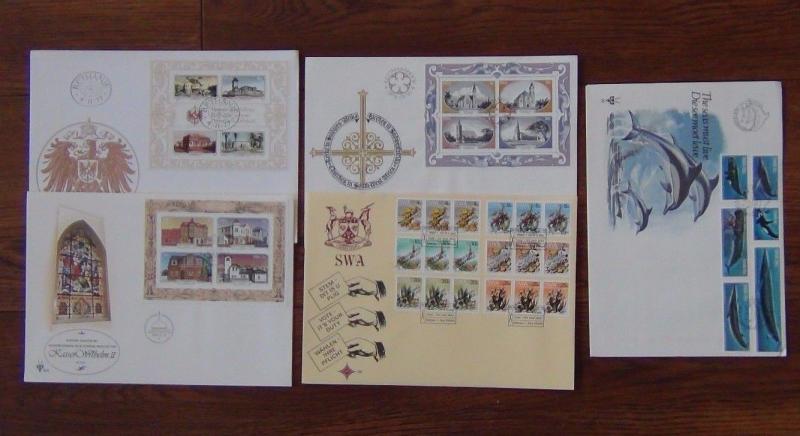 South West Africa 5 x FDC 1977 Houses 1978 Churches 1980 Whales Vote Buildings U