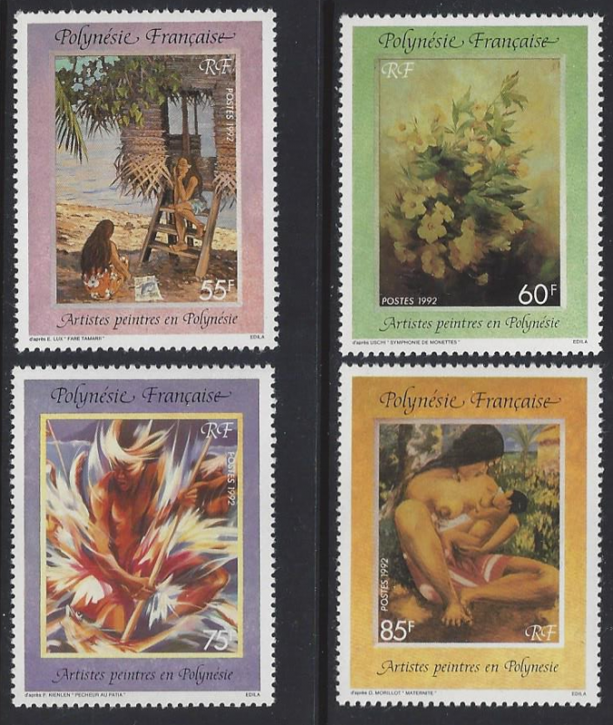 French Polynesia #606-9 MNH, set, various paintings, issued 1992