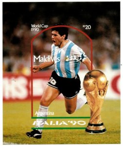 Maldives 1997 - SC# 1493 World Cup, Maradona, Football Imperf Souvenir Sheet MNH