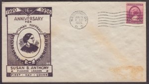 1936 Susan B. Anthony women's suffrage Sc 784-3b VG cachet violet or dk brown