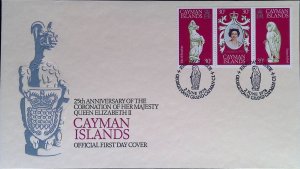 CMI) 1978 CAYMAN ISLANDS. QUEEN ELIZABETH II. STRIP OF THREE STAMPS. FDC.XF