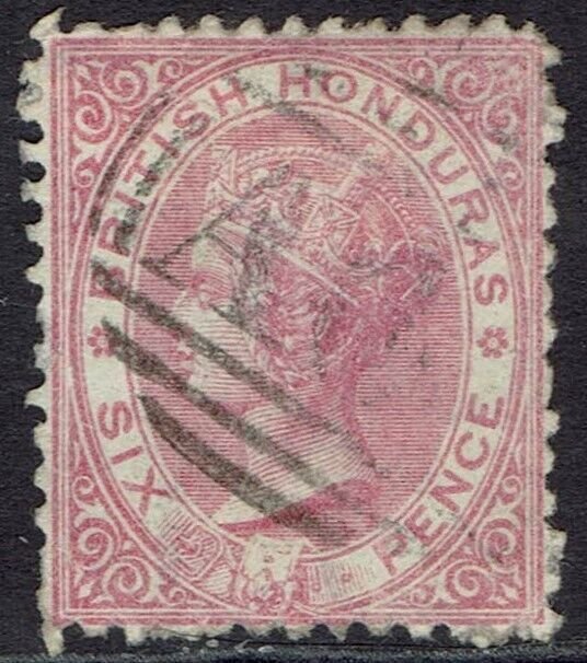 BRITISH HONDURAS 1872 QV 6D WMK CROWN CC PERF 12½ USED