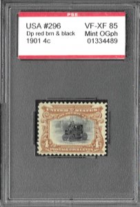 U.S. Scott # 296, 1901, 4¢, Pan American, PSE 85, OG, PH, VF-XF