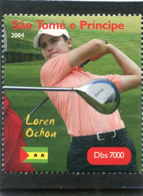 Sao Tome & principe 2004 GOLF Loren Ochoa Mexican 1v Perforated Mint (NH)