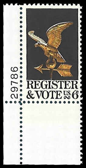 PCBstamps   US #1344 6c Register and Vote, MNH, (34)