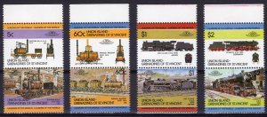 Union Island 1984 TRAINS LOCOMOTIVES (4) Pairs 8 values Perforated Mint (NH)