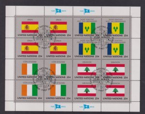 United Nations flags  #528-531  cancelled  1988  sheet  flags  25c  Spain >