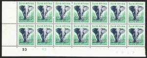 1954 South Africa Animal 4d Scott #205 Sheet Corner BLOCK F/VF-NH-