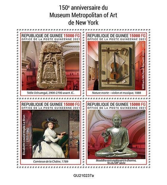 Guinea Art Stamps 2021 MNH Metropolitan Museum of Art New York Museums 4v M/S