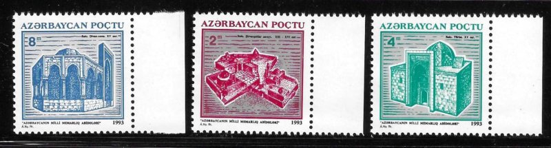 Azerbaijan 1994 Historic Buildings Baku Sc 395-397 MNH A3476