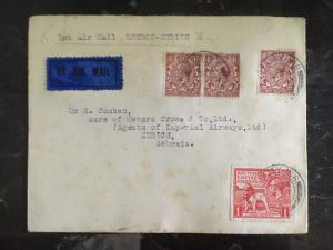 1924 England First Flight Cover via Imperial Airways to Zurich Switzerland FFC