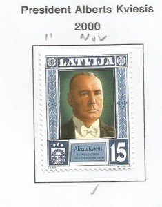 LATVIA - 2000 - Pres Alberts Kviesis - Perf Single Stamp - Mint Lightly Hinged