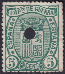 Spain 1875 Sc MR3 war tax telegraph punch (taladrado) cancel