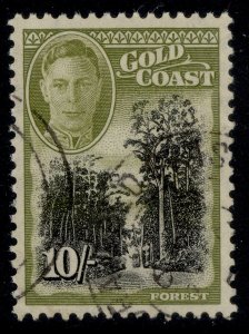 GOLD COAST GVI SG146, 10s black & sage-green, FINE USED. Cat £17.