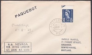 GB USED NETHERLANDS 1969 SS Nevasa Paquebot ship cover....................A1451