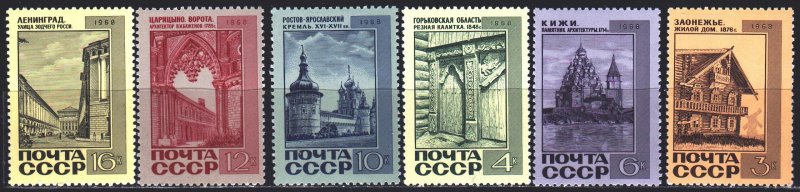 Soviet Union. 1968. 3636-41. Architectural monuments of Russia. MNH.