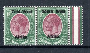 South West Africa 1923 2s 6d South Africa opt SG 9 MLH horizontal pair