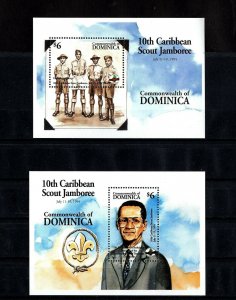DOMINICA - 1995 - BOY SCOUTS - 10th CARIBBEAN JAMBOREE - 2 X MINT MNH S/SHEETS! 