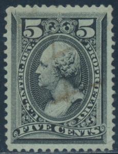 #RB16a 5¢ BLACK SILK PAPER PROPRIETARY STAMP XF-SUPERB GEM BR5178