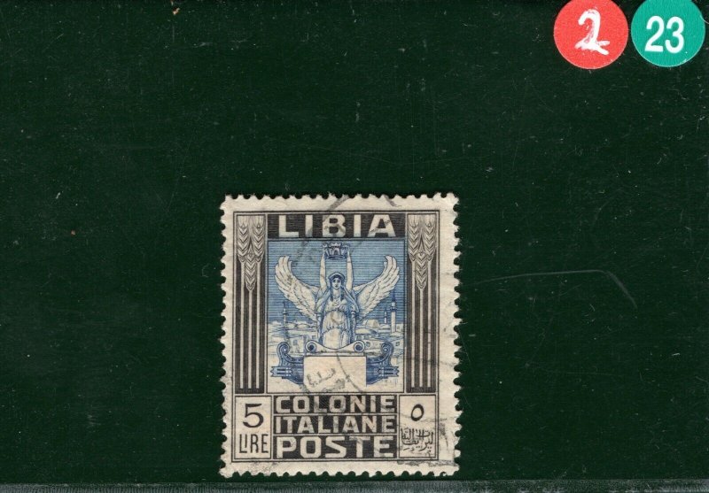 Italy Colonies LIBYA Scott.30d 5L (1921) VICTORY Used CDS Cat $30+ 2RGREEN23