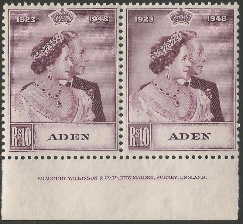 Aden 1948 Royal Silver Wedding SG30-31 Pair with Inscription Mint Never Hinged