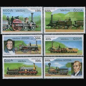 LAOS 1997 - Scott# 1305-10 Locomotives Set of 6 NH