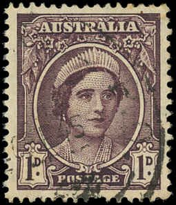 AUSTRALIA Sc 191 USED - 1943 1p Queen Elizabeth - Pf 15x14 -  Sound, No Faults