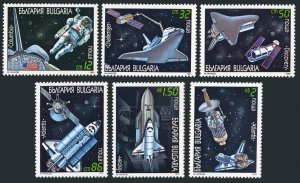 Bulgaria 3622-3627, 3628, MNH. Mi 3911-3916,Bl.215. Space Shuttle Mission, 1991.