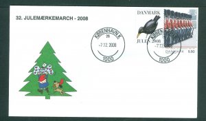 Denmark Cover. 2008. Santa.Dog. Copenh.“Christmas Seal Walk # 32 Sc# 1400. #04