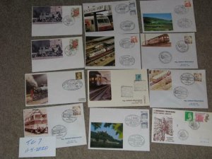 20+ DIFFERENT COVERS W/TRAIN CACHETS & STAMPSFROM AROUND THE WORLD,LOT# TC7