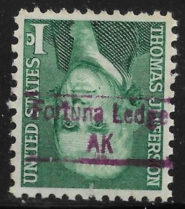 AK Precancels: Fortuna Ledge 843; Better Type CV $10; 1c 1965 Prom. Amer. #1278