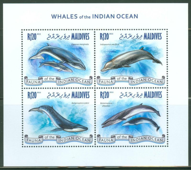 MALDIVES  2013 WHALES  OF THE INDIAN OCEAN SHEET MINT NH