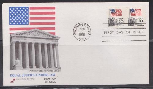 1895 Flag over Supreme Court coil pair Unaddressed Spectrum FDC