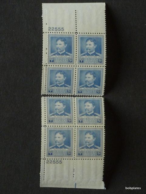 #877 Famous Scientist  2 Plate Blocks 22555 VF LH