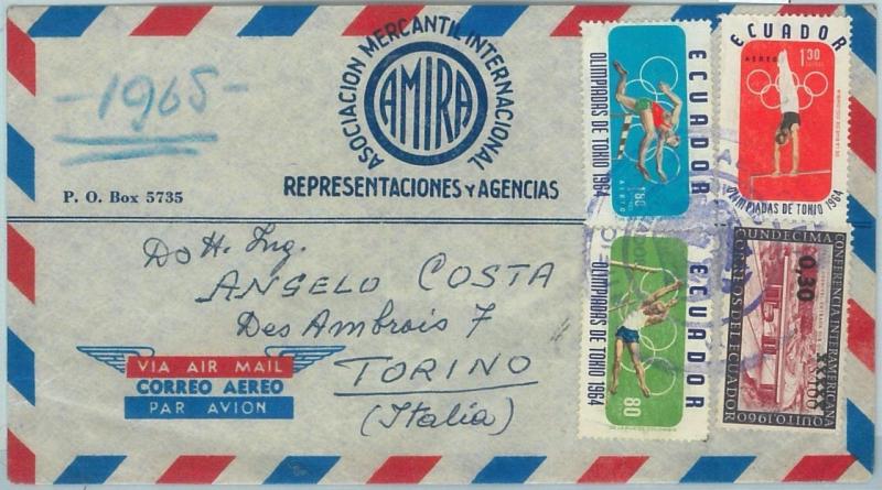 67217 - ECUADOR - Postal History - AIRMAIL COVER to ITALY  1965 - OLYMPIC GAMES