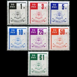 GIBRALTAR 1984 - Scott# J13-9 Arms Set of 7 NH