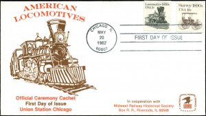 US FDC #1897A  Midwest Railway Historical Society Cachet Chicago, IL + Encl.