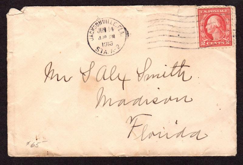 $ Florida Machine Cancel Cover, Jacksonville, 6/14/1916 fewer then 10 recorded