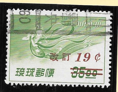 RYUKYU Scott #C16  Used 19c Surcharged on 35Y Maiden w/Flute 2019 CV $6.00