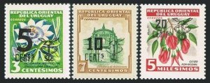 Uruguay 637-639,MNH.Michel 825-827. Passion flower,Montevideo fortress,Ceibo.