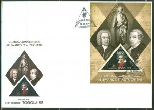 TOGO 2013 GREAT GERMAN & AUSTRIAN COMPOSERS BACH HAYDN & BEETHOVEN S/S  FDC