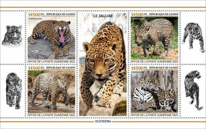 Guinea - 2023 Jaguars on Stamps - 4 Stamp Sheet - GU230206a