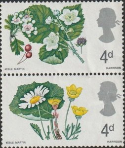 Great Britain #488+490 1967 2x4d Wildflowers Pair MNH-VF.