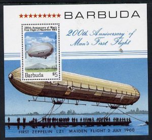 BARBUDA - 1983 - Manned Flight, Zeppelin - Perf Souv Sheet - Mint Never Hinged