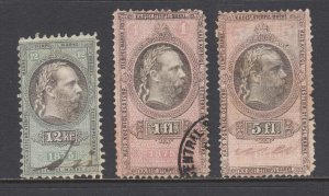 Austria, Bft 189, 197, 202,  used. 1875 General Duty revenues, 3 diff, sound